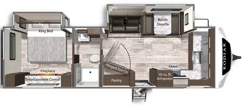33' 2021 Dutchmen Kodiak Ultimate 2921FKDS w/2 Slides Floorplan
