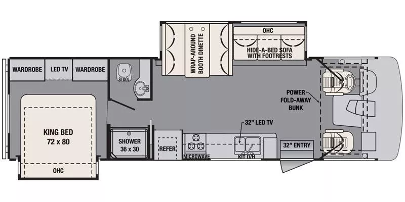 31' 2018 Forest River Fr3 30DS w/2 Slides Floorplan