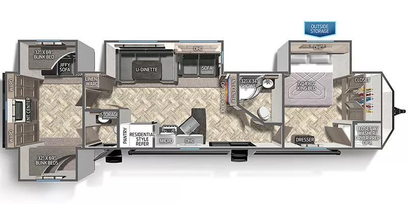 42' 2023 Palomino Puma 39PQB w/4 Slides - Bunk House Floorplan
