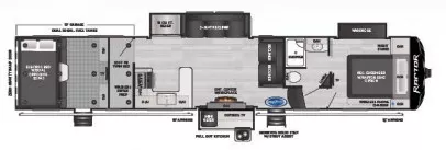 44' 2021 Keystone Raptor 423 w/3 Slides & Generator  - Toy Hauler Floorplan