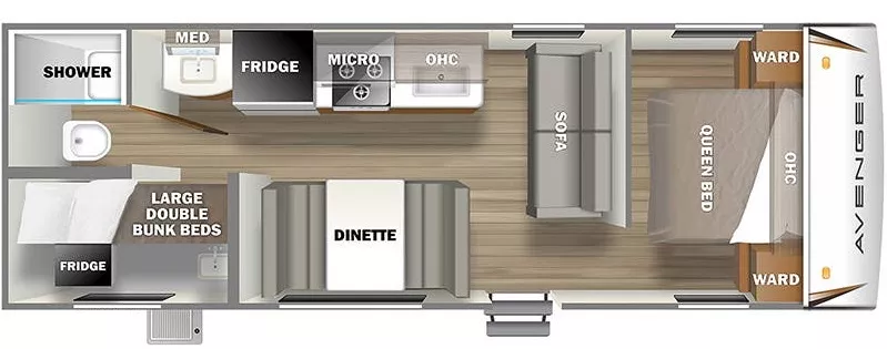 28' 2022 Forest River Primetime Avenger 26BK Floorplan