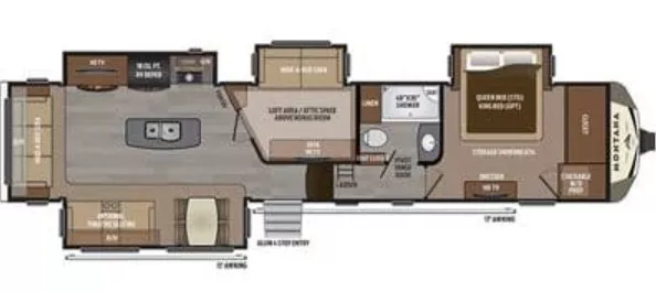 40' 2017 Keystone Montana 3950BR w/4 Slides Floorplan