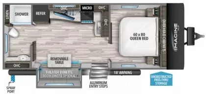 26' 2022 Grand Design Imagine Xls 22RBE w/Slide Floorplan