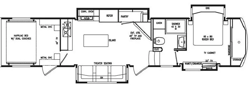 40' 2019 Drv Full House JX390 w/4 Slides & Generator  - Toy Hauler Floorplan