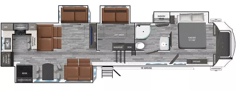 41' 2025 Heartland Corterra M3.7 w/4 Slides Floorplan