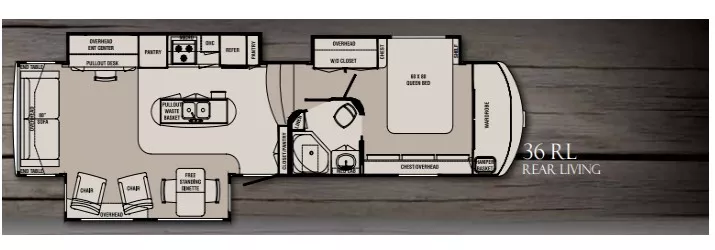 38' 2013 Thor Redwood 36RL w/3 Slides Floorplan