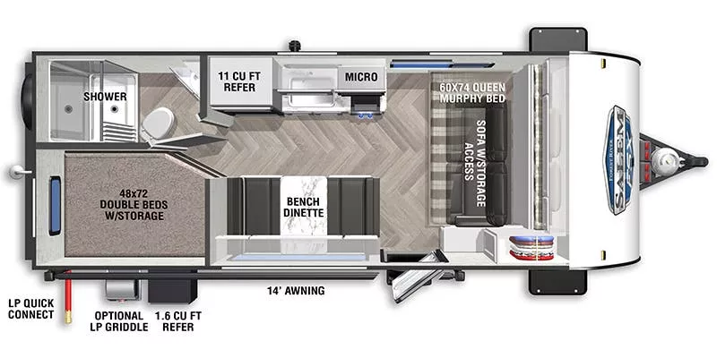 22' 2021 Forest River Salem Fsx Platinum 179DBKX - Bunk House Floorplan