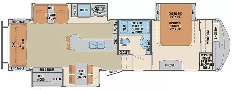 36' 2018 Forest River Palomino Columbus 298RL w/3 Slides Floorplan