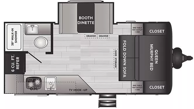 21' 2022 Keystone Hideout 174RK w/Slide Floorplan