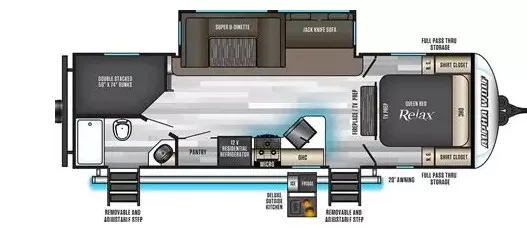 31' 2021 Forest River Alpha Wolf 26DBH-L w/Slide - Bunk House Floorplan