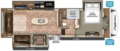 35' 2018 Grand Design Reflection 337RLS w/3 Slides Floorplan