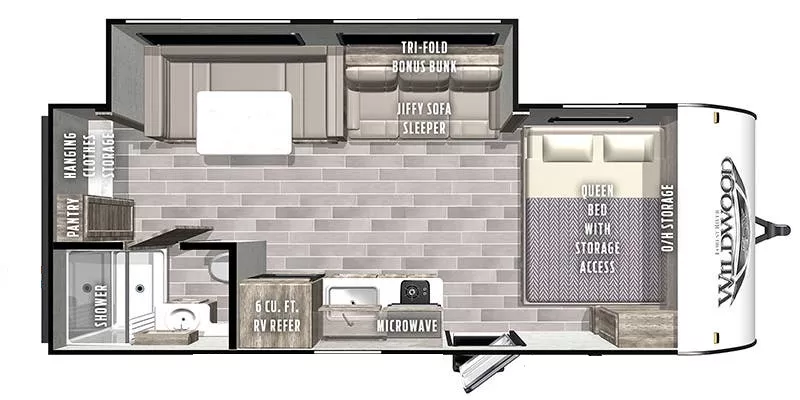 23' 2020 Forest River Wildwood Fsx Platinum 170SSX w/Slide Floorplan
