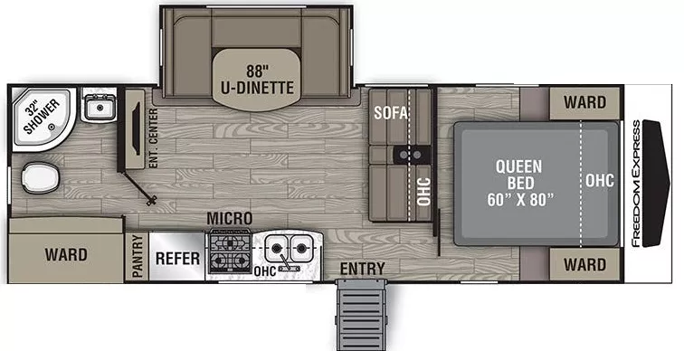 28' 2020 Coachmen Freedom Express 248RBS w/Slide Floorplan