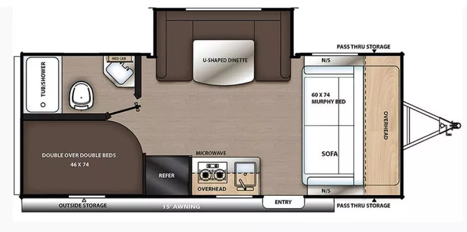 23' 2022 Forest River Aurora 18 BHS w/Slide - Bunk House Floorplan