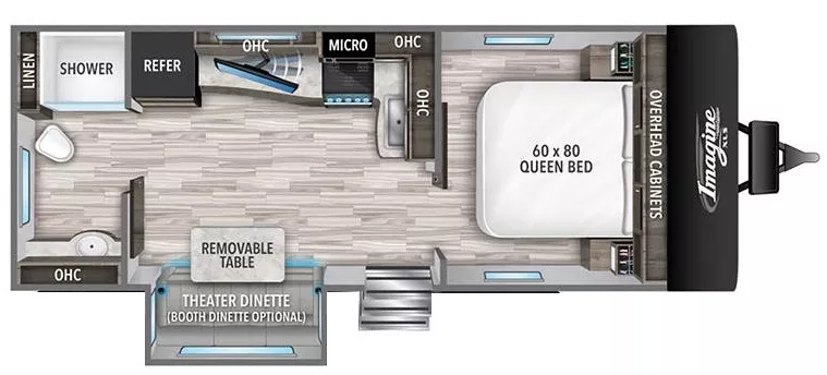 25' 2022 Grand Design Imagine Xls 22RBE w/Slide Floorplan
