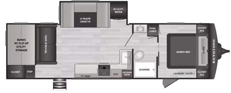 34' 2023 Keystone Springdale 286BHU w/Slide Floorplan