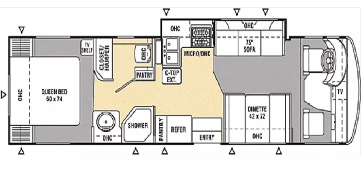 33' 2007 Coachmen Mirada 330SL w/Slide Floorplan