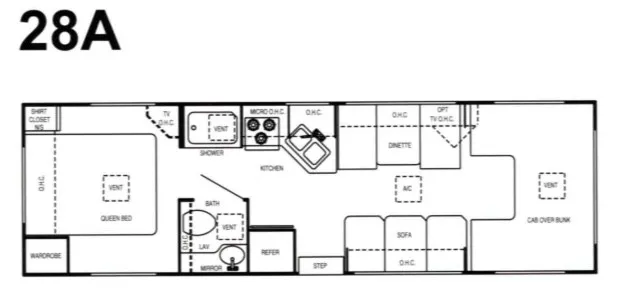 28' 2004 Four Winds Chateau Sport 28A - Bunk House Floorplan