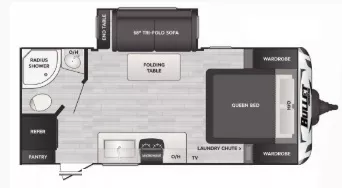 22' 2022 Keystone Bullet Crossfire 1850RB w/Slide Floorplan
