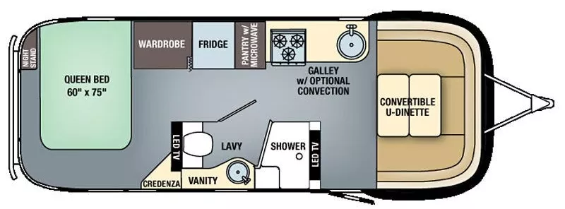 26' 2018 Airstream Flying Cloud 26RB QUEEN Floorplan