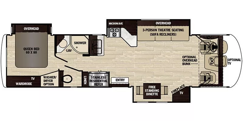 38' 2019 Forest River Georgetown Xl 378TS w/3 Slides Floorplan