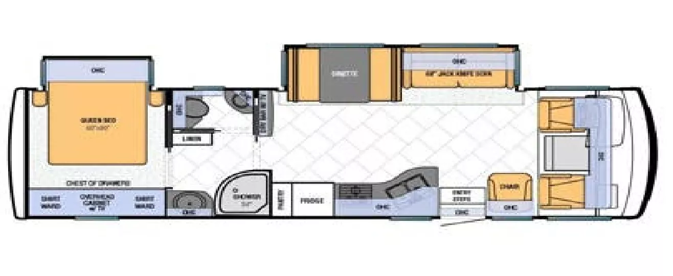 34' 2013 Newmar Bay Star Sport 3209 w/2 Slides Floorplan