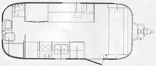 23' 1972 Airstream Argosy 22 Floorplan