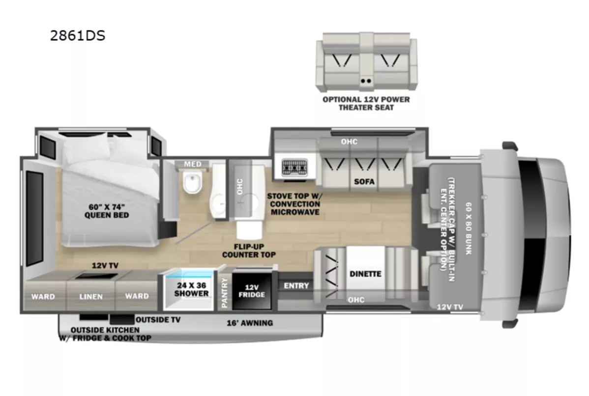 30' 2013 Forest River Forester 2861DS w/2 Slides Floorplan