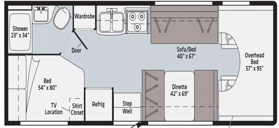 26' 2016 Winnebago Minnie Winnie 25B Floorplan