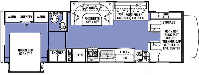 32' 2019 Forest River Forester 3011DS w/2 Slides Floorplan