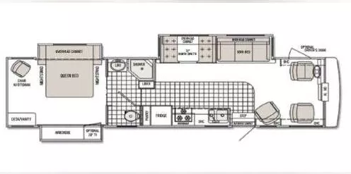 35' 2008 Tiffin Open Road 35TSA 300hp Cummins w/3 Slides Floorplan