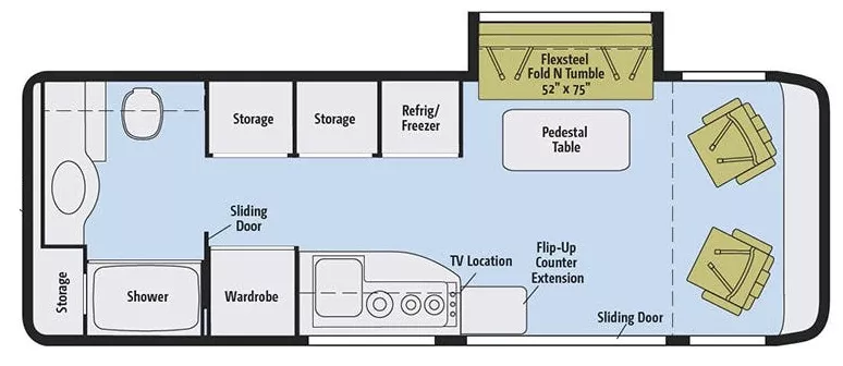 24' 2015 Winnebago Era 170C w/Slide Floorplan