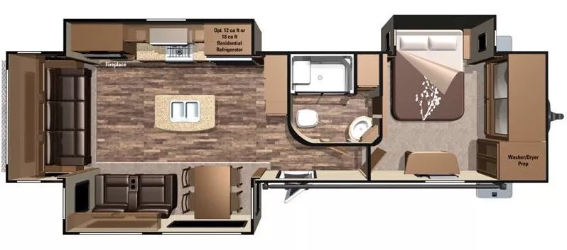37' 2017 Highland RV Open Range Roamer 323RLS w/3 Slides Floorplan