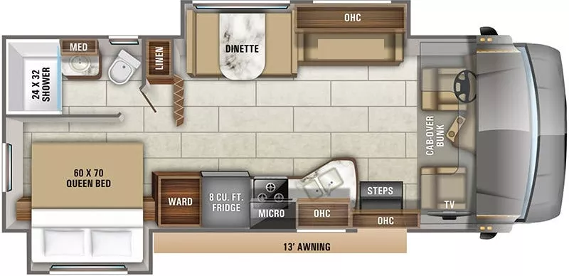 28' 2020 Jayco Redhawk 26XD w/2 Slides Floorplan