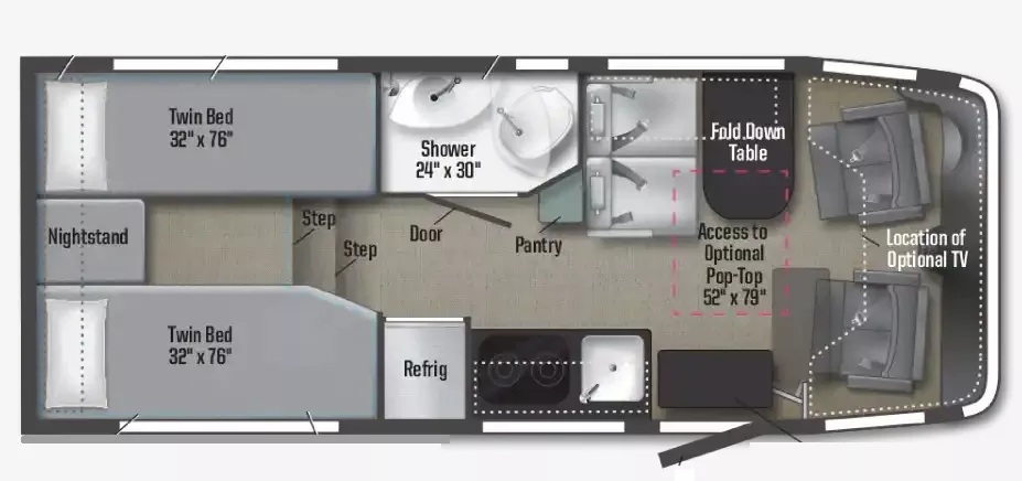 23' 2024 Winnebago Ekko 22A AWD Floorplan