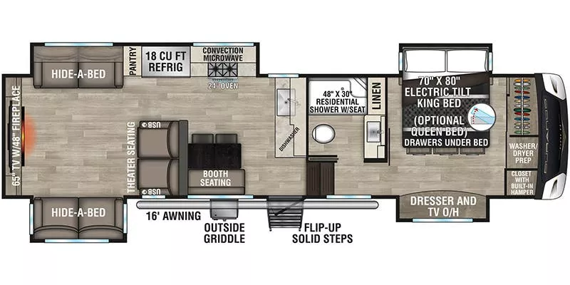 39' 2023 K-Z Durango Gold 360REQ w/4 Slides Floorplan