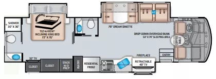 39' 2022 Thor Challenger 37FH w/3 Slides Floorplan