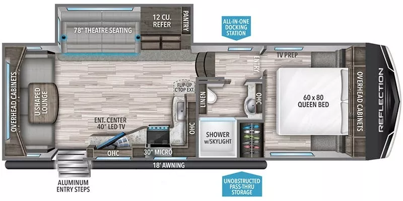 32' 2021 Grand Design Reflection 260RD w/Slide Floorplan