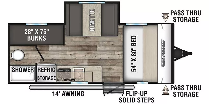 21' 2022 K-Z Sportsmen Classic 181BH w/Slide - Bunk House Floorplan