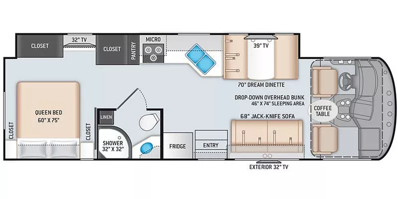 32' 2022 Thor Freedom Traveler 30A w/Slide Floorplan