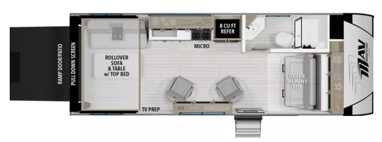 26' 2025 Grand Design Momentum Mav 22MAV - Toy Hauler Floorplan