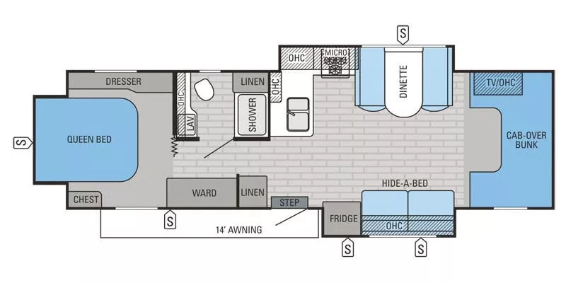 29' 2015 Jayco Grayhawk 29ME w/3 Slides Floorplan