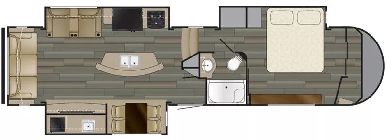 37' 2018 Heartland Sundance 3250CKSS w/3 Slides Floorplan