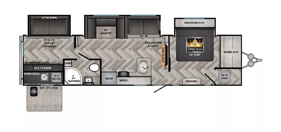 39' 2024 Crossroads Zinger 340BH w/3 Slides - Bunk House Floorplan