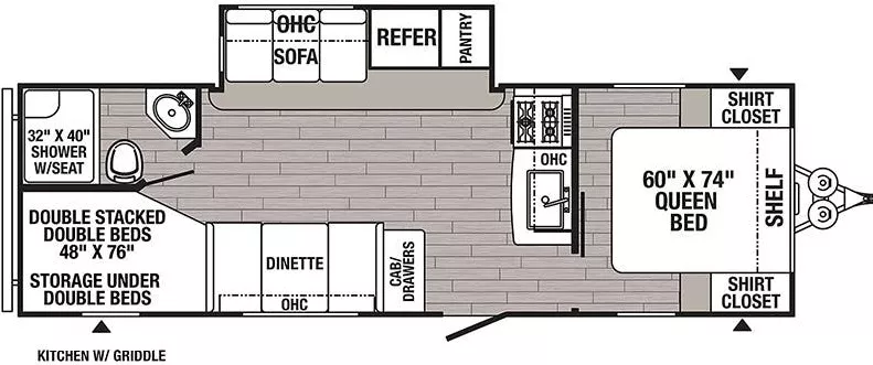 30' 2022 Forest River Palomino Puma Xle 25BHSC w/Slide - Bunk House Floorplan