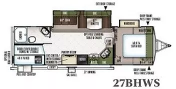 33' 2018 Forest River Flagstaff Super Lite 27BHWS w/2 Slides - Bunk House Floorplan