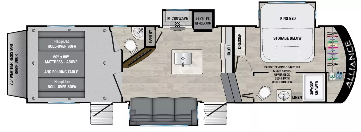 34' 2023 Alliance RV Valor 31A10 w/3 Slides & Generator  - Toy Hauler Floorplan