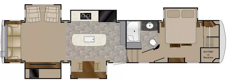 42' 2018 Heartland Landmark 365 CHARLESTON w/5 Slides & Generator Floorplan