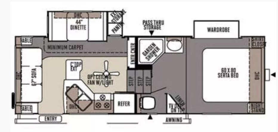 27' 2015 Forest River Rockwood M8244WS w/2 Slides Floorplan