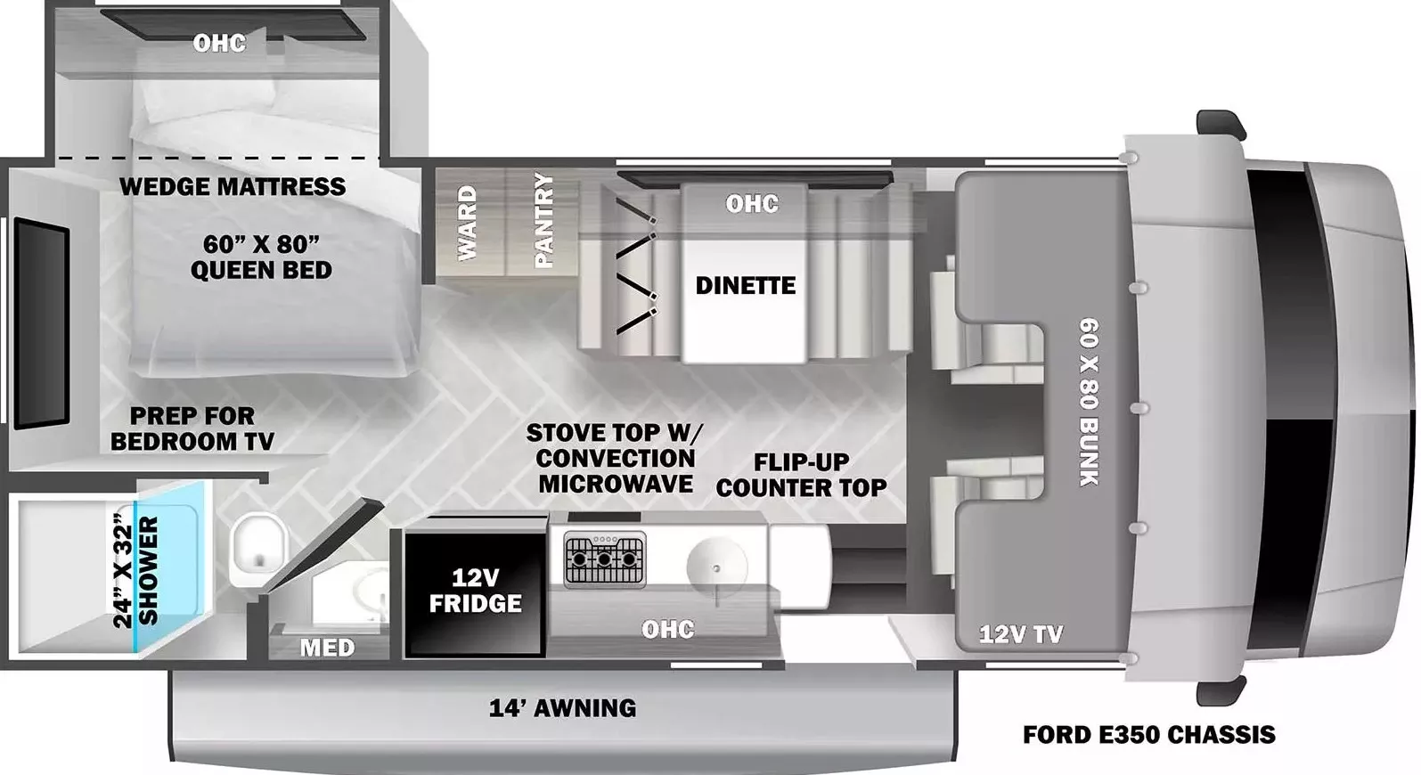 24' 2024 Forest River Forester Le Series 2251S CHEVY w/Slide Floorplan